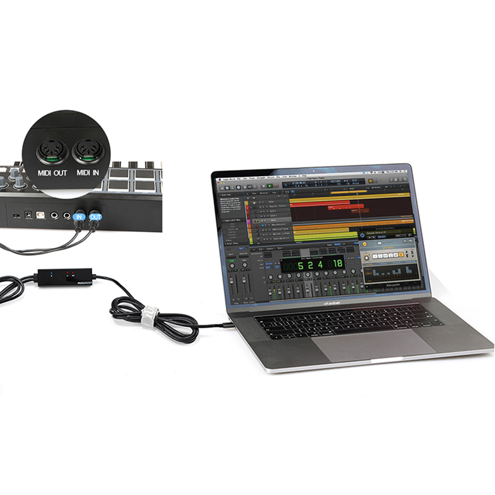 Audio Music Hub - Kabel Masuk/Keluar Midi Hub Type-C Ke