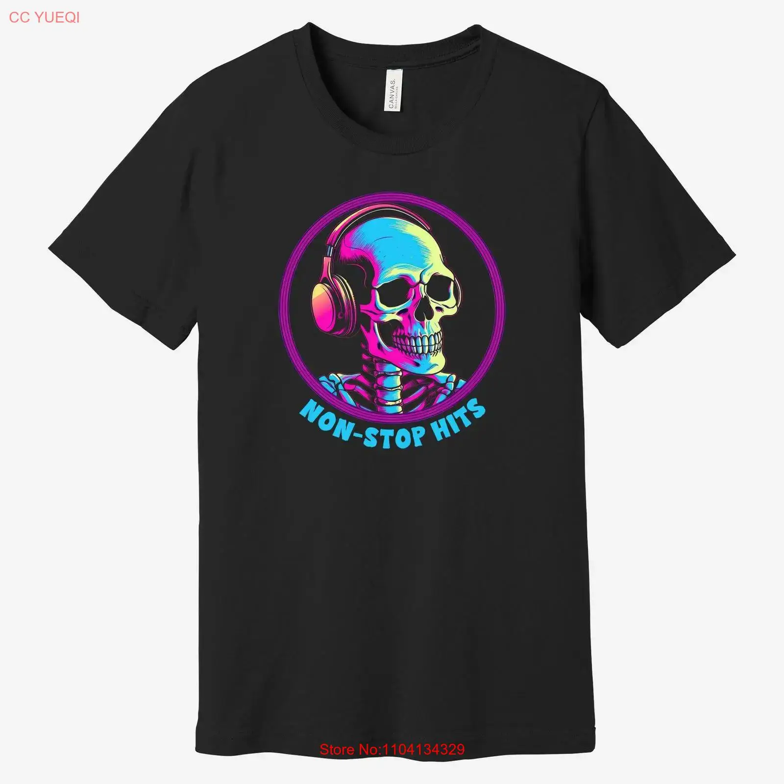 Audio Music Dj - Kaos Tengkorak dengan Headphone Pria atau