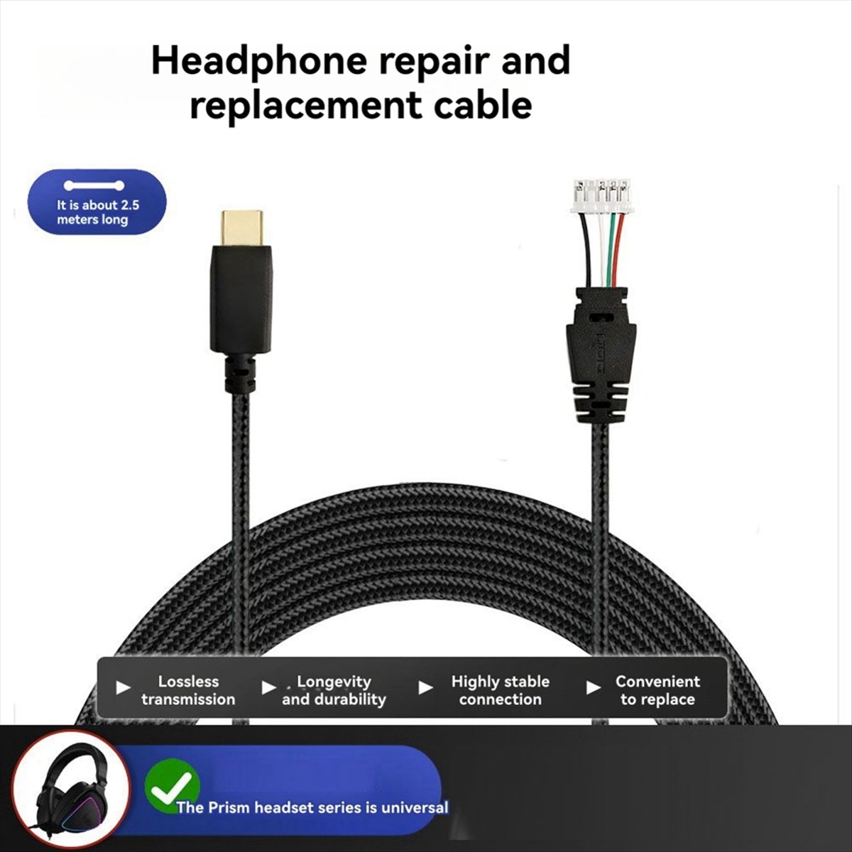 Contact Pickup Mic - DT75Kabel Anyaman Terbaru untuk ASUS ROG