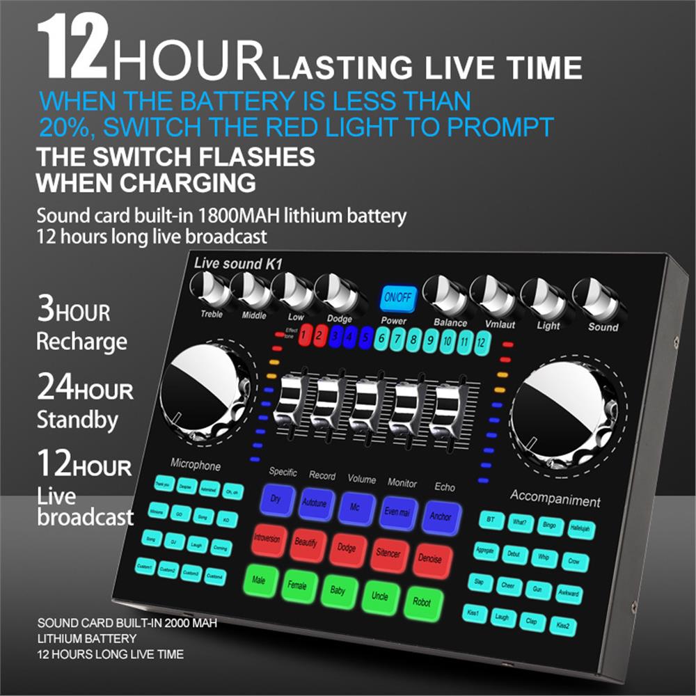 K1 Audio Mixer Live Sound Card - Music Audio Pro ulasan dan harga
